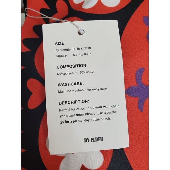 Wall Art Tapestry Bright Red Mexican Floral Print - Picture 7 of 7